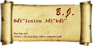 Bölcsics Jákó névjegykártya